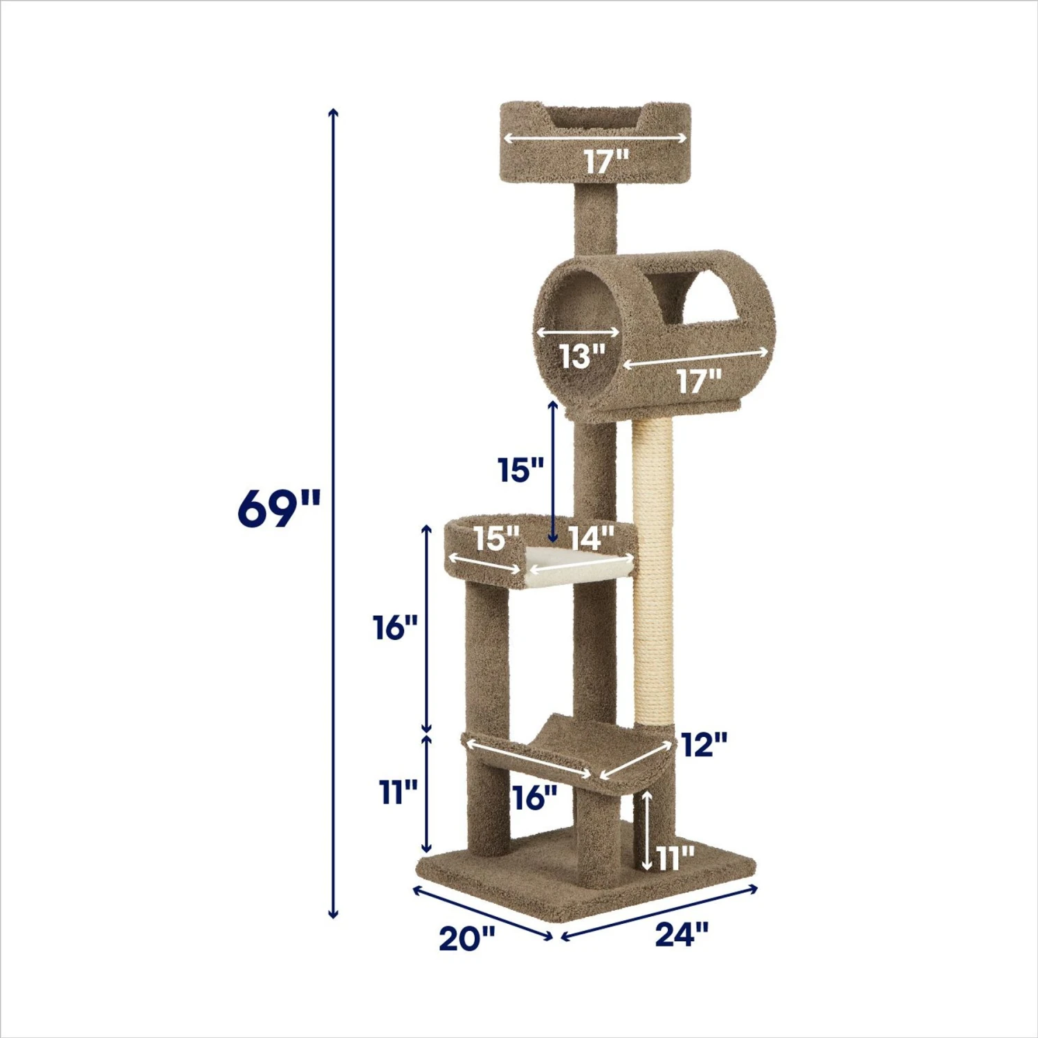 Frisco 69-in Real Carpet Wooden Cat Tree Frisco 69-in Real Carpet Wooden Cat Tree -Frisco Pet Hub 208926 PT1. AC SS1800 V1687792296
