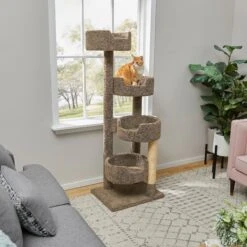 Frisco 65-in Real Carpet Wooden Cat Tree