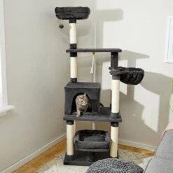 Frisco 66-in Cat Tree With Bed, Condo, Lounge Basket & Top Perch