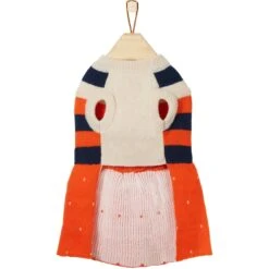 Frisco Pom Pom Bow Striped Dog & Cat Sweater Dress -Frisco Pet Hub 223722 PT4. AC SS1800 V1599508586