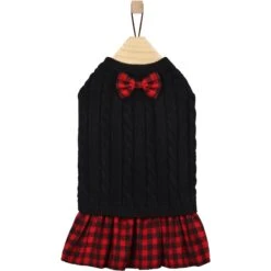 Frisco Plaid Cable Knit Dog & Cat Sweater Dress -Frisco Pet Hub 223739 PT4. AC SS1800 V1659727010