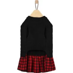 Frisco Plaid Cable Knit Dog & Cat Sweater Dress -Frisco Pet Hub 223739 PT5. AC SS1800 V1659727102
