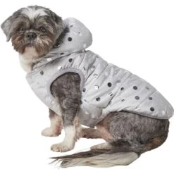 Frisco Mediumweight Silver Polka Dotted Insulated Dog & Cat Coat
