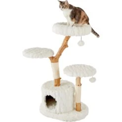 Frisco Natural Wood Modern Cat Tree With Toy, Ivory, Large -Frisco Pet Hub 236563 PT2. AC SS1800 V1615987336