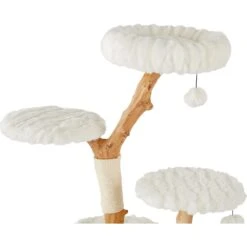 Frisco Natural Wood Modern Cat Tree With Toy, Ivory, Large -Frisco Pet Hub 236563 PT3. AC SS1800 V1615987312