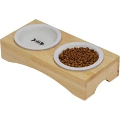 Frisco Double Elevated Cat Bowl With Wood Stand -Frisco Pet Hub 256082 PT3. AC SS1800 V1615312021