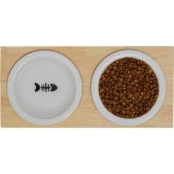 Frisco Double Elevated Cat Bowl With Wood Stand -Frisco Pet Hub 256082 PT5. AC SS1800 V1615313218
