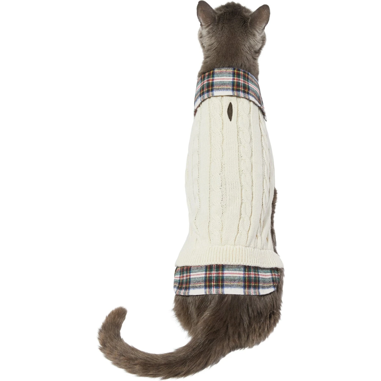 Frisco Cream Cable Knit Dog & Cat Sweater, White/Red Plaid Frisco Cream Cable Knit Dog & Cat Sweater, White/Red Plaid -Frisco Pet Hub 268057 PT2. AC SS1800 V1628740011