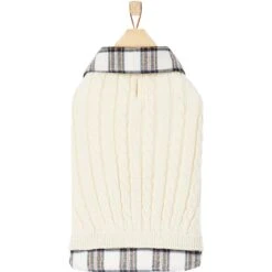 Frisco Cream Cable Knit Dog & Cat Sweater, White/Red Plaid 3 Frisco Cream Cable Knit Dog & Cat Sweater, White/Red Plaid -Frisco Pet Hub 268057 PT4. AC SS1800 V1628740041