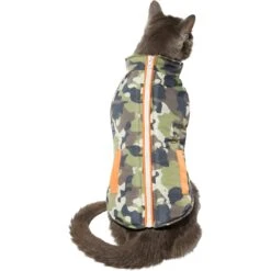 Frisco Mediumweight Camo Print Insulated Dog & Cat Zippered Coat, Green -Frisco Pet Hub 268295 PT2. AC SS1800 V1628741254