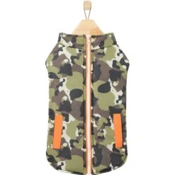 Frisco Mediumweight Camo Print Insulated Dog & Cat Zippered Coat, Green -Frisco Pet Hub 268295 PT4. AC SS1800 V1628824318