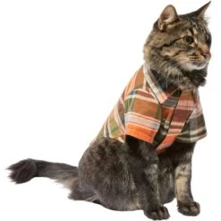 Frisco Orange & Olive Plaid Dog & Cat Flannel Shirt -Frisco Pet Hub 268612 PT3. AC SS1800 V1637659314