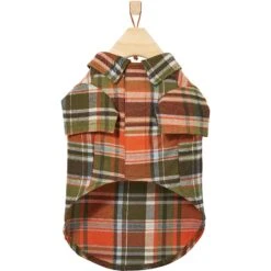 Frisco Orange & Olive Plaid Dog & Cat Flannel Shirt -Frisco Pet Hub 268612 PT4. AC SS1800 V1637646113