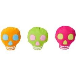 Frisco Colorful Skulls Plush Cat Toy With Catnip, 3 Count -Frisco Pet Hub 270325 PT2. AC SS1800 V1630350994