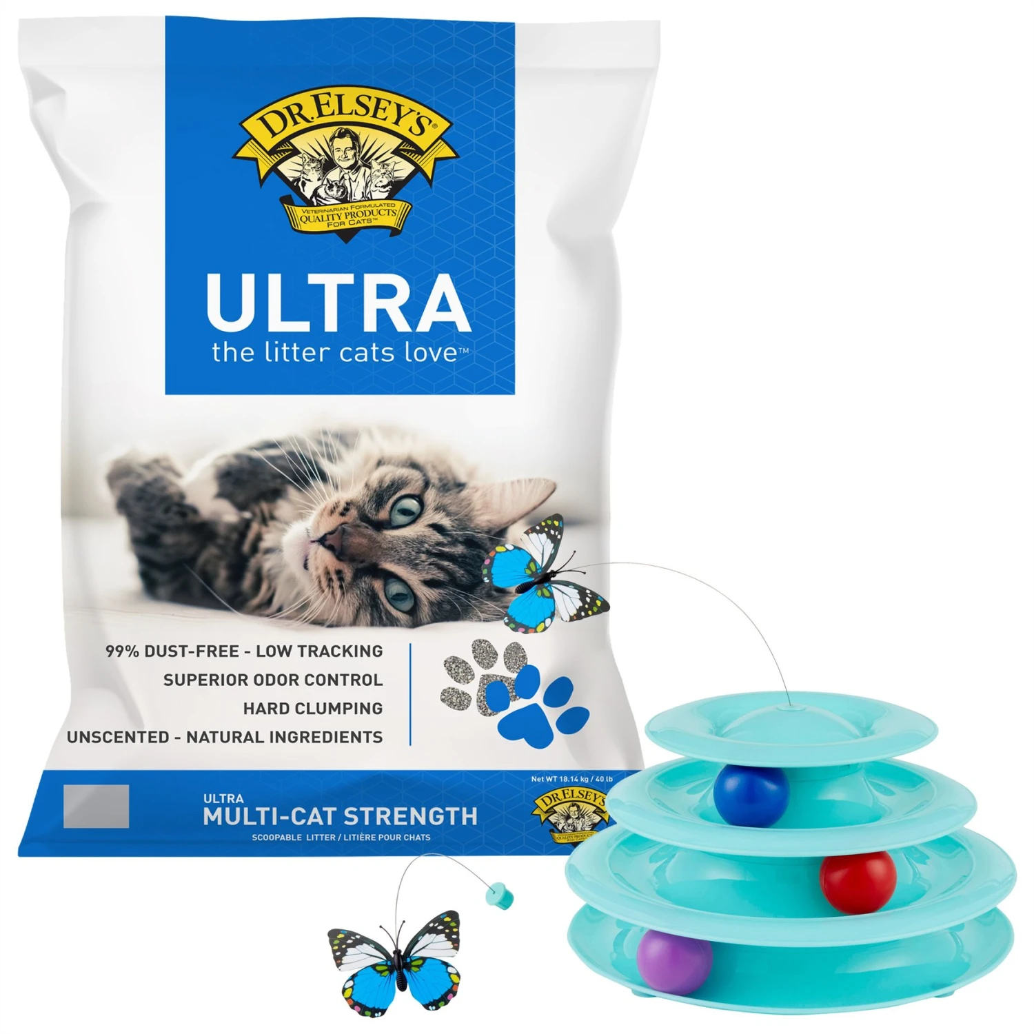 Frisco Butterfly Cat Tracks Cat Toy & Dr. Elsey's Ultra Unscented Clumping Clay Cat Litter Frisco Butterfly Cat Tracks Cat Toy & Dr. Elsey's Ultra Unscented Clumping Clay Cat Litter -Frisco Pet Hub 293022 MAIN. AC SS1800 V1700675846