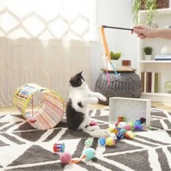 Sheba Meaty Tender Sticks Salmon Flavored Soft Adult Cat Treats & Frisco Plush, Teaser, Ball & Tunnel Variety Pack Cat Toy With Catnip -Frisco Pet Hub 298508 PT4. AC SS1800 V1623202064
