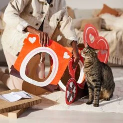 Frisco Valentine Love Carriage Cardboard Cat House, 2-Story -Frisco Pet Hub 301565 PT3. AC SS1800 V1701364873