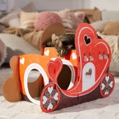 Frisco Valentine Love Carriage Cardboard Cat House, 2-Story -Frisco Pet Hub 301565 PT4. AC SS1800 V1701364873