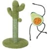 Frisco Cactus Cat Scratching Post & Frisco Dangly Avocado Buddy Plush Cat Toy With Catnip