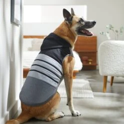 Frisco Gray Striped Dog & Cat Hoodie -Frisco Pet Hub 317305 PT8. AC SS1800 V1646437959