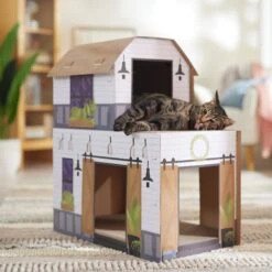 Frisco Farmhouse Cardboard Cat House, 2-Story -Frisco Pet Hub 317733 PT3. AC SS1800 V1676566492