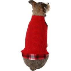 Frisco Plaid Cable Knit Dog & Cat Sweater -Frisco Pet Hub 353611 PT2. AC SS1800 V1659007313