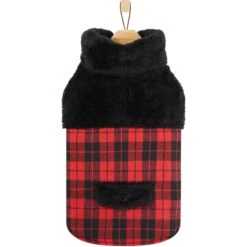 Frisco Mediumweight Plaid Faux Fur Dog & Cat Jacket -Frisco Pet Hub 353847 PT4. AC SS1800 V1661206460