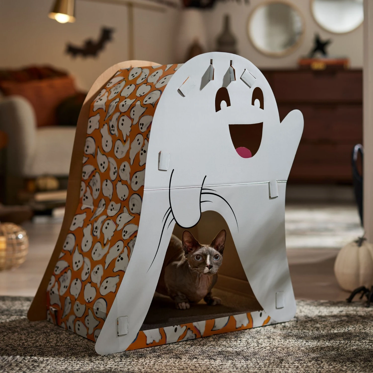 Frisco Halloween Cutie Ghost Cardboard Cat House with Catnip Frisco Halloween Cutie Ghost Cardboard Cat House With Catnip -Frisco Pet Hub 668358 PT4. AC SS1800 V1689283702