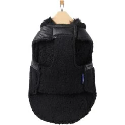Frisco Medium Weight Faux Leather Dog & Cat Parka With Faux Fur Trimmed Hood, Black 4 Frisco Medium Weight Faux Leather Dog & Cat Parka With Faux Fur Trimmed Hood, Black -Frisco Pet Hub 719798 PT4. AC SS1800 V1692978852