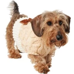 Frisco Cable Knit Dog & Cat Sweater Dress With Velvet Bow -Frisco Pet Hub 745838 PT2. AC SS1800 V1694793815
