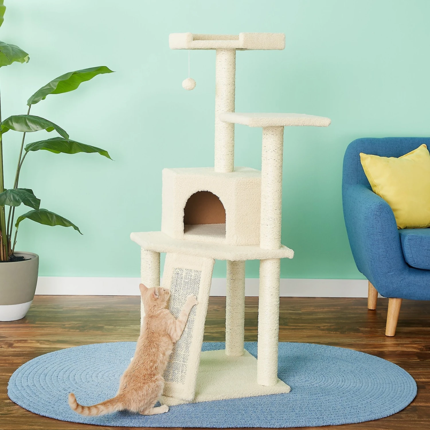 Frisco 52-in Faux Fur Cat Tree & Condo Frisco 52-in Faux Fur Cat Tree & Condo -Frisco Pet Hub 92261 MAIN. AC SS1800 V1584451147