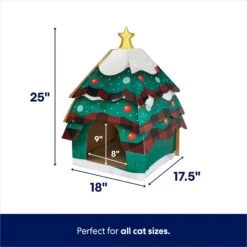 Frisco Holiday Log Cabin Cardboard Cat House & Frisco Holiday Christmas Tree Cardboard Cat House -Frisco Pet Hub 986238 PT6. AC SS1800 V1698258344